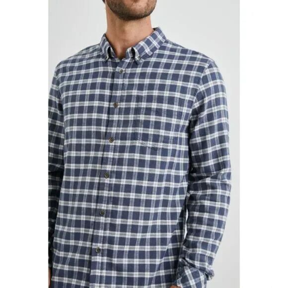RAILS Mens Shirt XXL Blue Plaid Button Down Check REID Midnight Melange $148 - Picture 1 of 9